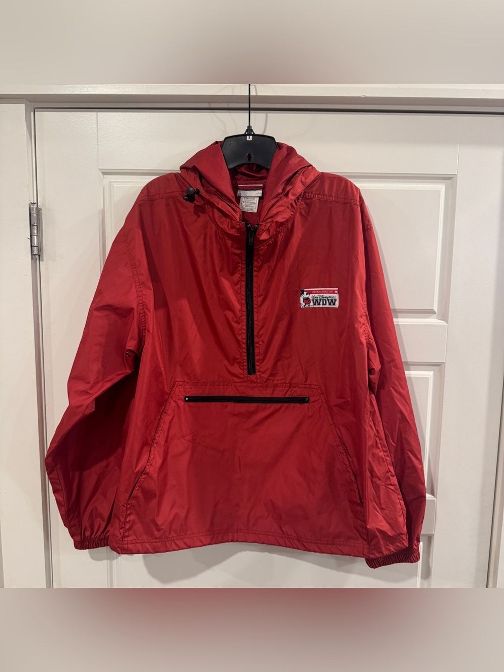 Walt Disney World Mickey Mouse Zip Red Windbreaker Water Resistant Men Sz Large